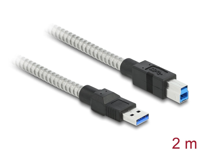 Delock USB 5 Gbps Kabel Typ-A Stecker zu Typ-B Stecker mit Metallmantel 2 m