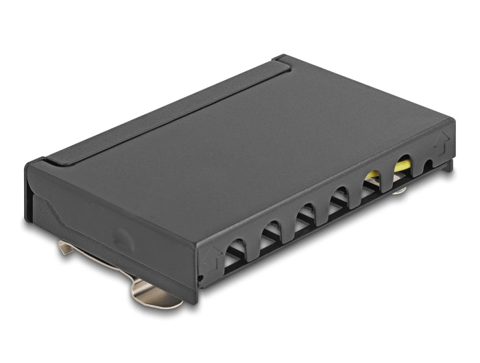 Delock Mini Desktop Patchpanel RJ45 Buchse 6 Port Cat.6A geschirmt schwarz - zur Montage an Tisch, Wand oder Hutschiene