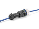 RJ45 Stecker feldkonfektionierbar Cat.6A mit Durchführungskupplung passend für Delock Artikel 67047 und 67048 IP68 staub- und wasserdicht schwarz