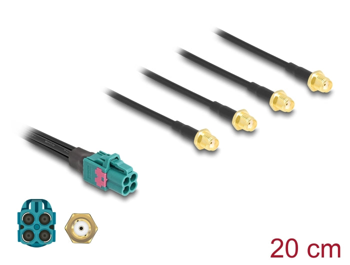 Delock Kabel Mini FAKRA Z Buchse quad zu 4 x SMA Buchse