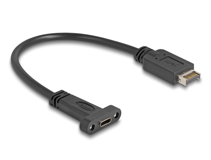 Delock USB 10 Gbps Kabel USB Typ-E Key A 20 Pin Stecker zu USB Type-C™ Buchse zum Einbau 25 cm