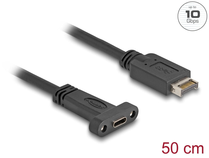 Delock USB 10 Gbps Kabel USB Typ-E Key A 20 Pin Stecker zu USB Type-C™ Buchse zum Einbau 50 cm