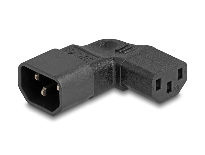 Delock Netzadapter IEC 60320 - C14 auf C13, Stecker / Buchse, 10 A, 90° links / rechts gewinkelt