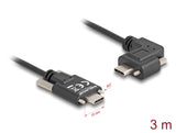 Delock USB 2.0 Kabel USB Type-C™ Stecker mit Schrauben zu USB Type-C™ Stecker mit Schrauben gewinkelt links / rechts PD 3.0 60 W 3 m