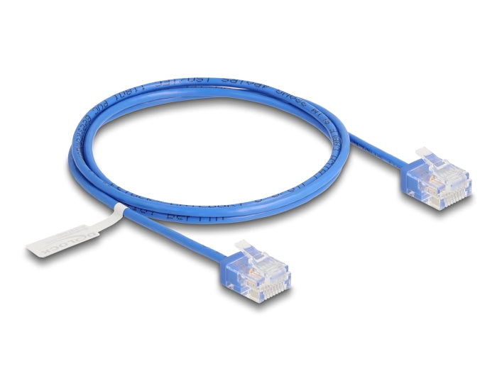 Delock RJ45 Netzwerkkabel Cat.6 UTP Ultra Slim 1 m blau mit kurzen Steckern
