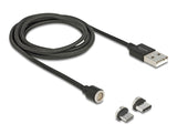 Delock Magnetisches USB Daten- und Ladekabelset für Micro USB / USB Type-C™ schwarz 1,1 m