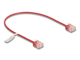 Delock RJ45 Netzwerkkabel Cat.6 UTP Ultra Slim 0,3 m rot mit kurzen Steckern