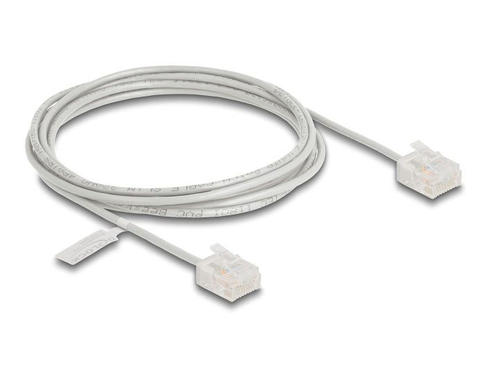 Delock RJ45 Netzwerkkabel Cat.6 UTP Ultra Slim 2 m grau mit kurzen Steckern