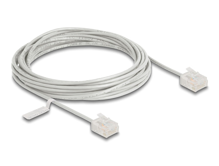 Delock RJ45 Netzwerkkabel Cat.6 UTP Ultra Slim 5 m grau mit kurzen Steckern