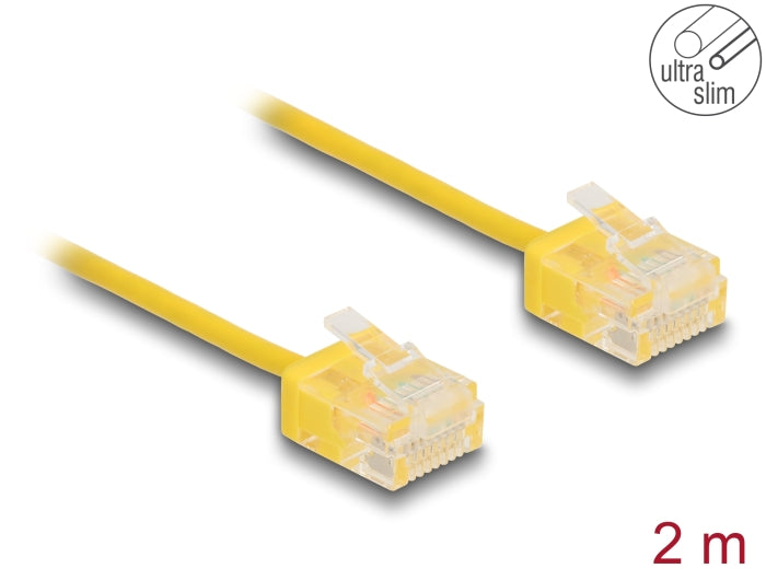 Delock RJ45 Netzwerkkabel Cat.6 UTP Ultra Slim 2 m gelb mit kurzen Steckern