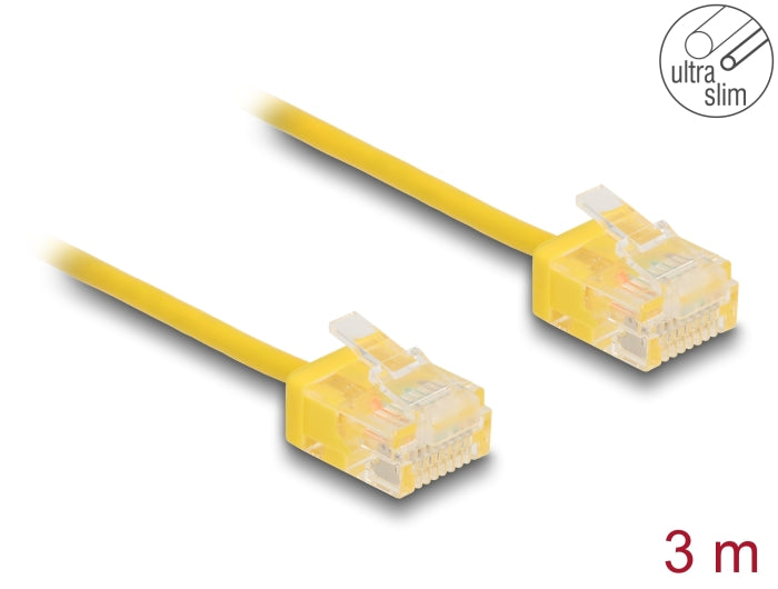Delock RJ45 Netzwerkkabel Cat.6 UTP Ultra Slim 3 m gelb mit kurzen Steckern