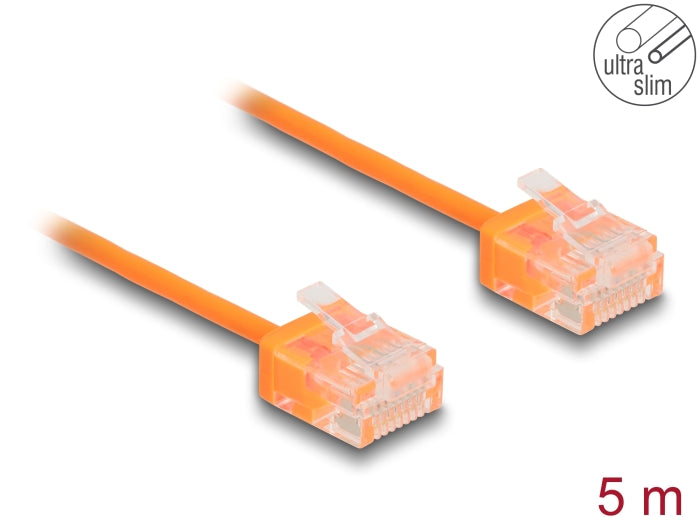 Delock RJ45 Netzwerkkabel Cat.6 UTP Ultra Slim 5 m orange mit kurzen Steckern