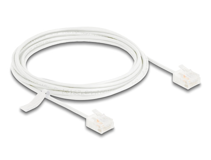 Delock RJ45 Netzwerkkabel Cat.6 UTP Ultra Slim 3 m weiß mit kurzen Steckern