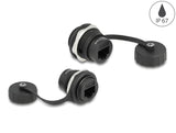 Delock RJ45 Cat.6 Einbaubuchse mit Verschlusskappe IP67 staub- und wasserdicht