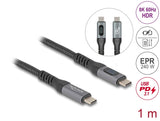 Delock USB 40 Gbps Daten- und Schnellladekabel koaxial 1 m 8K 60 Hz USB PD 3.1 Extended Power Range 240 W