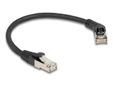 Delock RJ45 Netzwerkkabel Cat.6A S/FTP Stecker 45° nach rechts gewinkelt zu Stecker gerade 0,25 m schwarz