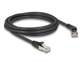 Delock RJ45 Netzwerkkabel Cat.6A S/FTP Stecker 45° nach rechts gewinkelt zu Stecker gerade 2 m schwarz