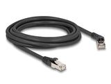 Delock RJ45 Netzwerkkabel Cat.6A S/FTP Stecker 45° nach rechts gewinkelt zu Stecker gerade 3 m schwarz