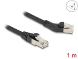 Delock RJ45 Netzwerkkabel Cat.6A S/FTP Stecker 45° nach links gewinkelt zu Stecker gerade 1 m schwarz
