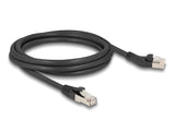 Delock RJ45 Netzwerkkabel Cat.6A S/FTP Stecker 45° nach links gewinkelt zu Stecker gerade 2 m schwarz