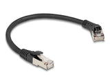 Delock RJ45 Netzwerkkabel Cat.8.1 S/FTP Stecker 45° nach rechts gewinkelt zu Stecker gerade bis 40 Gbps 0,25 m schwarz
