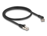 Delock RJ45 Netzwerkkabel Cat.8.1 S/FTP Stecker 45° nach rechts gewinkelt zu Stecker gerade bis 40 Gbps 0,5 m schwarz