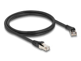 Delock RJ45 Netzwerkkabel Cat.8.1 S/FTP Stecker 45° nach rechts gewinkelt zu Stecker gerade bis 40 Gbps 1 m schwarz
