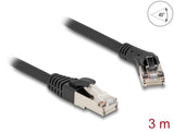 Delock RJ45 Netzwerkkabel Cat.8.1 S/FTP Stecker 45° nach rechts gewinkelt zu Stecker gerade bis 40 Gbps 3 m schwarz