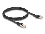 Delock RJ45 Netzwerkkabel Cat.8.1 S/FTP Stecker 45° nach links gewinkelt zu Stecker gerade bis 40 Gbps 1 m schwarz