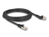 Delock RJ45 Netzwerkkabel Cat.8.1 S/FTP Stecker 45° nach links gewinkelt zu Stecker gerade bis 40 Gbps 2 m schwarz