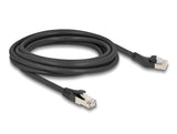 Delock RJ45 Netzwerkkabel Cat.8.1 S/FTP Stecker 45° nach links gewinkelt zu Stecker gerade bis 40 Gbps 3 m schwarz