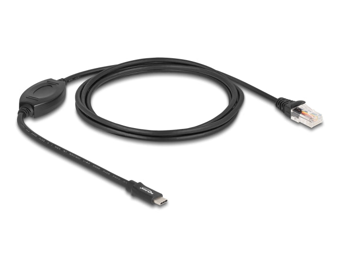 Delock Adapter USB 2.0 Type-C™ Stecker zu 1 x Seriell RS-232 RJ45 Stecker 1,8 m schwarz