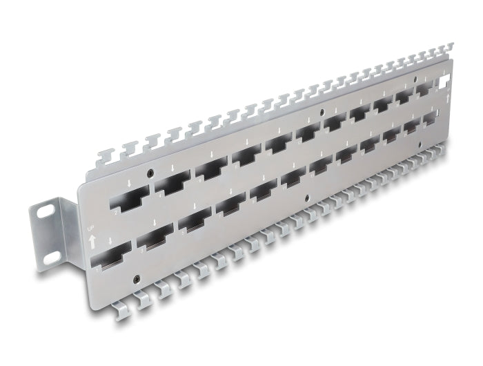 Delock 19″ Kabelabfangschiene für Netzwerkkabelverbinder mit LSA Anschluss 24 Port Metall