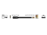 Delock Adapter USB 2.0 Type-C™ Stecker zu 1 x Seriell RS-232 RJ45 Stecker 1,8 m schwarz