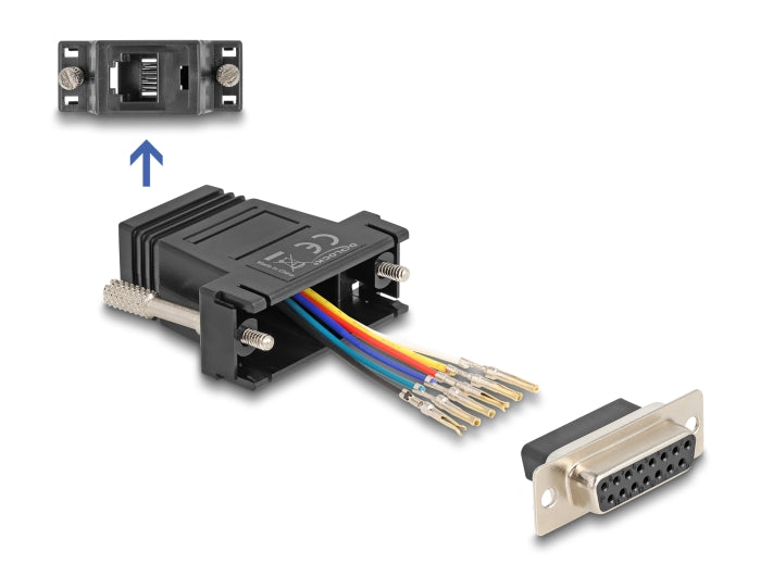 Delock D-Sub 15 Pin Buchse zu RJ12 Buchse Montagesatz schwarz