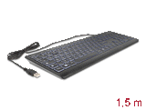 Delock USB Tastatur kabelgebunden 1,5 m schwarz mit XXL Buchstaben und Beleuchtung