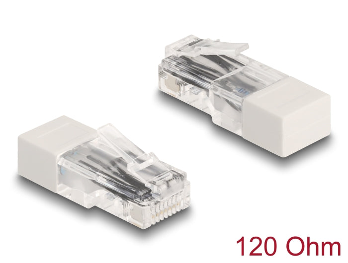 Delock RJ45 Stecker mit Abschlusswiderstand 120 Ohm weiß