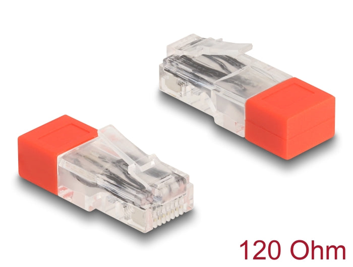 Delock RJ45 Stecker mit Abschlusswiderstand 120 Ohm rot