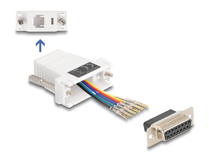 Delock D-Sub 15 Pin Buchse zu RJ12 Buchse Montagesatz weiß