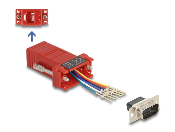 Delock D-Sub 9 Pin Stecker zu RJ12 Buchse Montagesatz rot