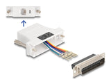 Delock D-Sub 25 Pin Stecker zu RJ12 Buchse Montagesatz weiß