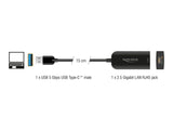 Delock USB Typ-A Netzwerk Adapter 2,5 Gigabit LAN 1 x RJ45 ASIX