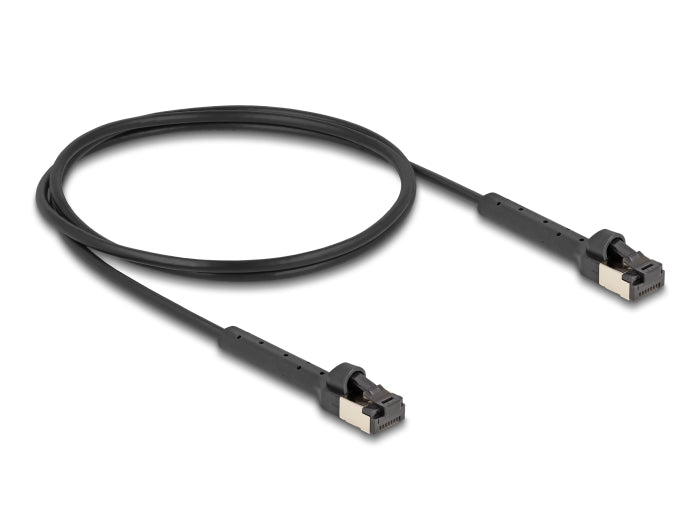 Delock RJ45 Slim Netzwerkkabel Cat.8.1 U/FTP winkelbar bis 40 Gbps schwarz 1 m