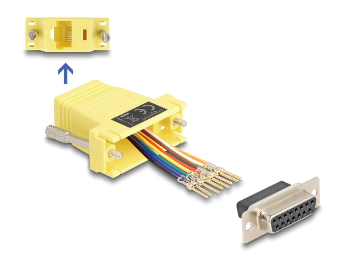 Delock D-Sub 15 Pin Buchse zu RJ45 Buchse Montagesatz gelb