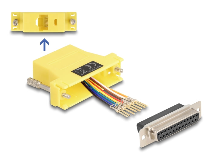 Delock D-Sub 25 Pin Buchse zu RJ45 Buchse Montagesatz gelb
