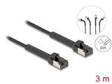 Delock RJ45 Slim Netzwerkkabel Cat.6A U/FTP winkelbar schwarz 3 m