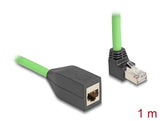 Delock RJ45 Netzwerk Verlängerungskabel Cat.6A Stecker oben gewinkelt zu Buchse SF/UTP schleppkettentauglich PUR (TPU) 1 m grün