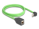 Delock RJ45 Netzwerk Verlängerungskabel Cat.6A Stecker oben gewinkelt zu Buchse SF/UTP schleppkettentauglich PUR (TPU) 1 m grün