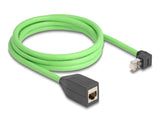Delock RJ45 Netzwerk Verlängerungskabel Cat.6A Stecker oben gewinkelt zu Buchse SF/UTP schleppkettentauglich PUR (TPU) 2 m grün