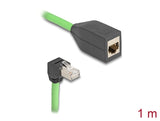 Delock RJ45 Netzwerk Verlängerungskabel Cat.6A Stecker unten gewinkelt zu Buchse SF/UTP schleppkettentauglich PUR (TPU) 1 m grün
